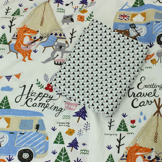 100% Cotton Twill Fabric With Camping Scene Print Baby's Bedding Cotton Cloth
