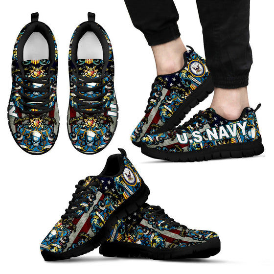 U.S Navy Death Before Dishonor Black Men Sneakers
