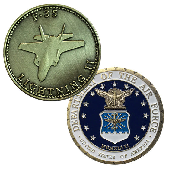 Antique Bronze United States/USAF f-35 Lightning II Airplane Challenge Coin/Badge/Medal