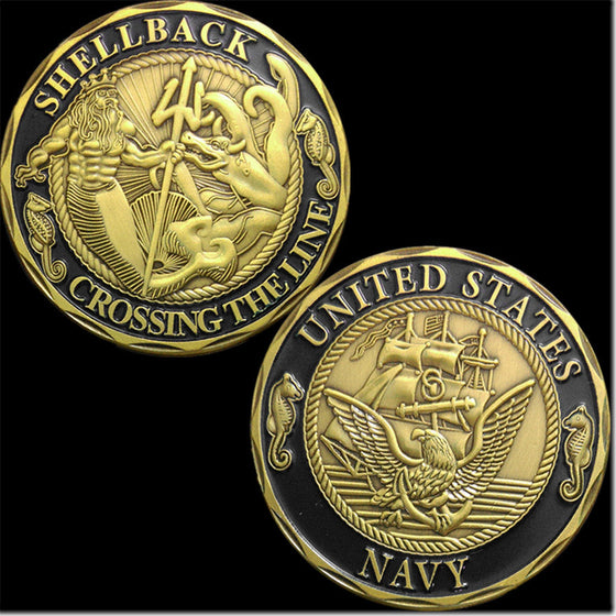 NEW U.S. Navy Shellback Crossing the Line Challenge Coin