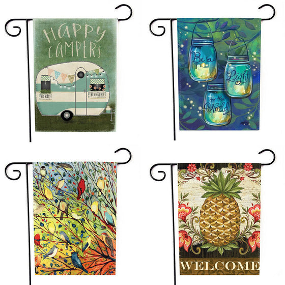 2018 Happy Camper Garden Flag Indoor Outdoor Home Decor Letters Flowers Flag