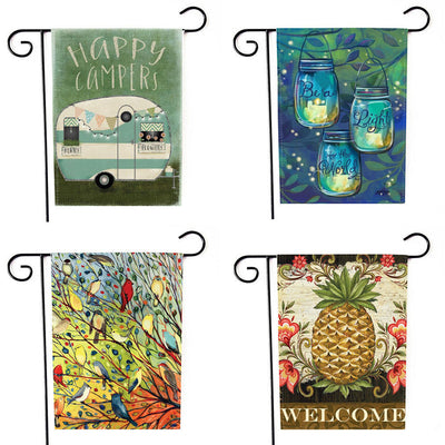 2018 Happy Camper Garden Flag Indoor Outdoor Home Decor Letters Flowers Flag