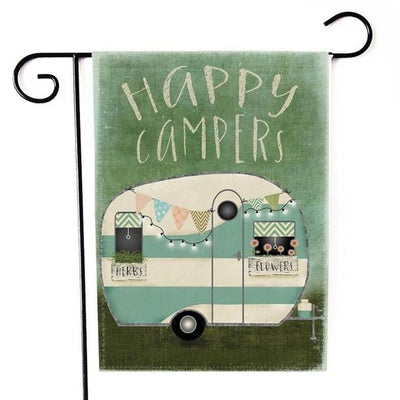 2018 Happy Camper Garden Flag Indoor Outdoor Home Decor Letters Flowers Flag