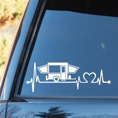 2PCS Pop Up Camper Camping Travel Trailer Heartbeat Decal Sticker