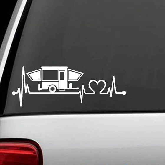 2PCS Pop Up Camper Camping Travel Trailer Heartbeat Decal Sticker