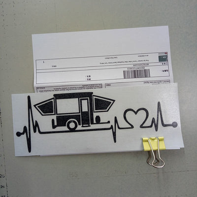 2PCS Pop Up Camper Camping Travel Trailer Heartbeat Decal Sticker