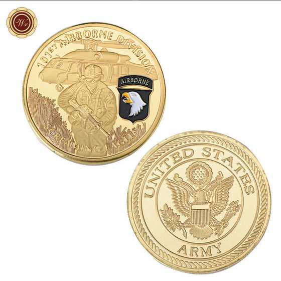 101st Airborne Div Challenge Coin Gold Plated Coin