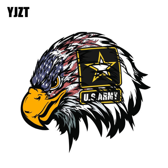 15.5CMx14.5CM Army American Flag Eagle Head Decal PVC Car Sticker
