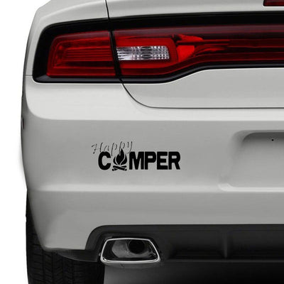 20X6.9CM HAPPY CAMPER Fire Camp Outdoors Bumper Sticker Car Decal
