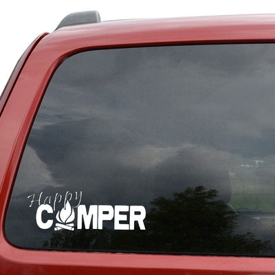 20X6.9CM HAPPY CAMPER Fire Camp Outdoors Bumper Sticker Car Decal
