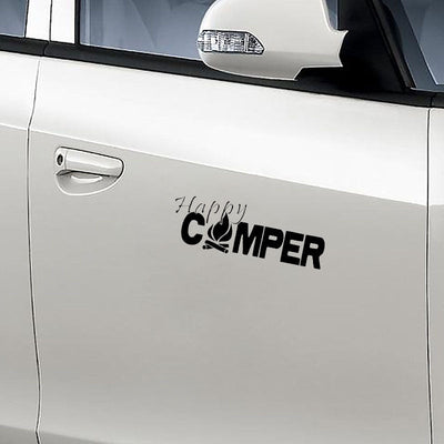 20X6.9CM HAPPY CAMPER Fire Camp Outdoors Bumper Sticker Car Decal
