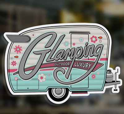 2PCS/SET Glamping Vintage Trailer Decal Camper Shasta Trailer Retro