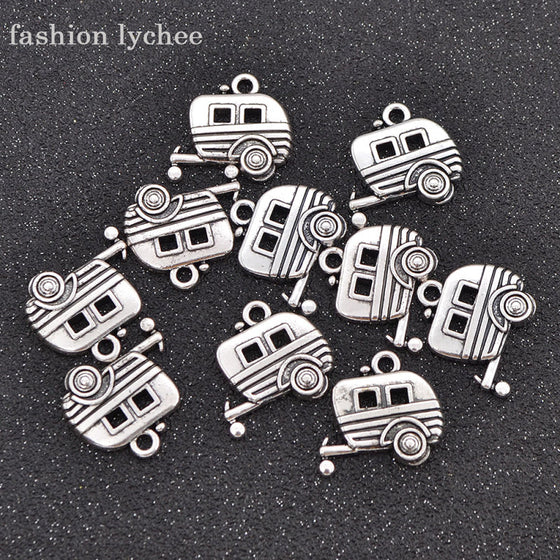 10pcs Camper RV Trailer Camping Car Charm Bracelet Necklace