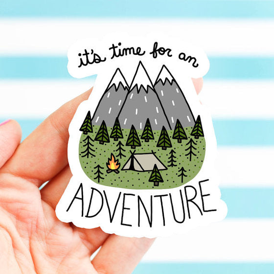 2 PCS/LOT  It's Time For An Adventure Camping Sticker Decal