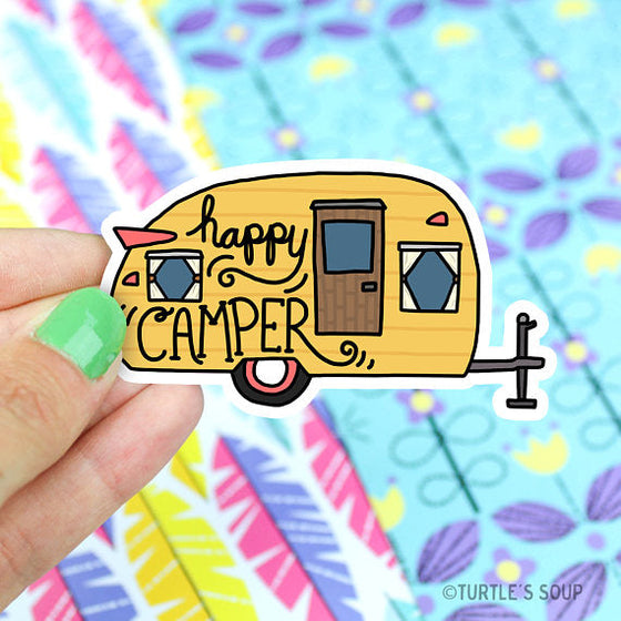 Happy Camper Vinyl Sticker Decal Gift For Mom Camping Sticker