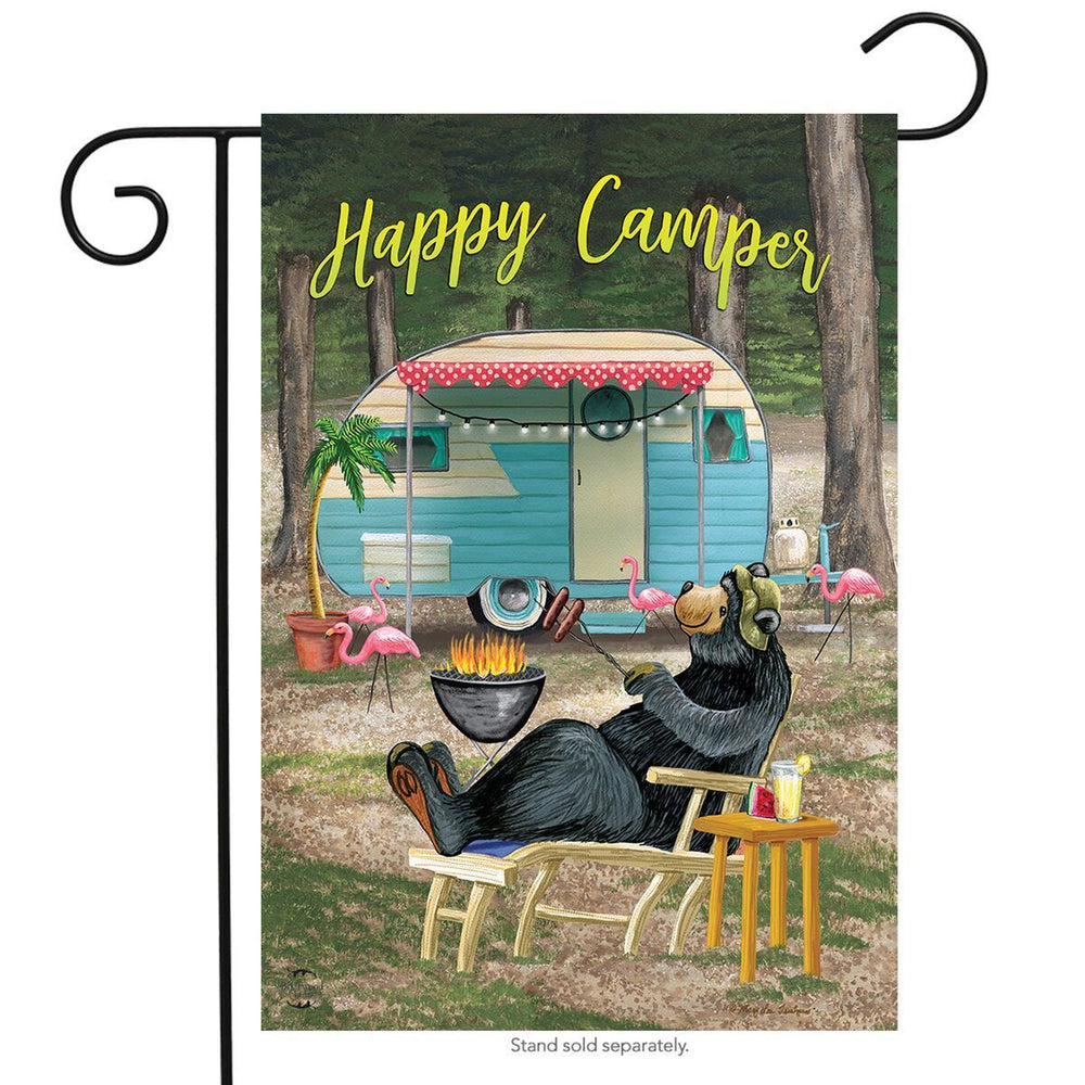 Happy Camper Bear Summer Garden Flag Outdoors 12.5