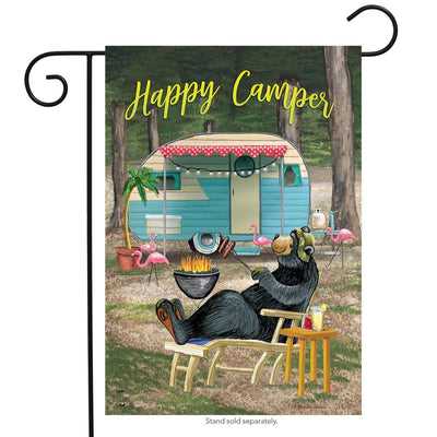 Happy Camper Bear Summer Garden Flag Outdoors 12.5