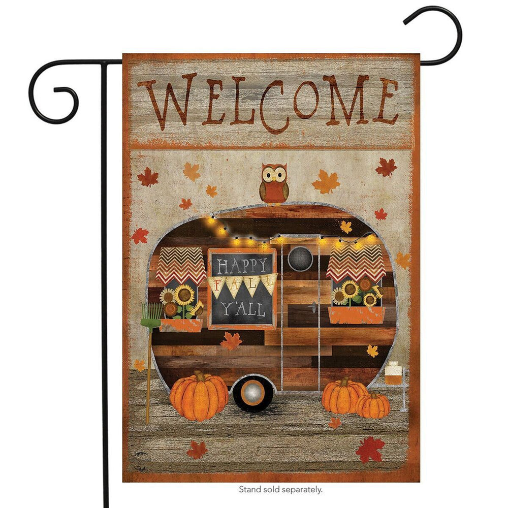 Fall Camper Primitive Garden Flag Welcome Autumn 12.5