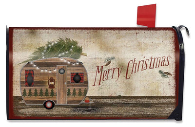 EXPRESS SHIPPING - Merry Christmas Camper Magnetic Mailbox Cover Primitive Holiday Standard