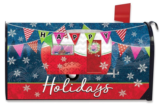 EXPEDITED SHIPPING - Happy Holidays Camper Magnetic Mailbox Cover Christmas Primitive Standard