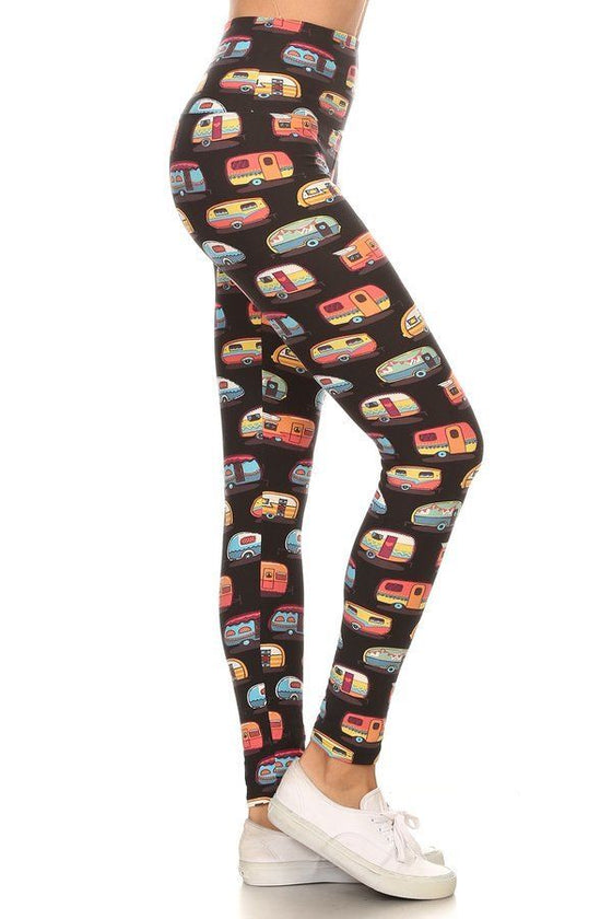 GLAMPER CAMPER RETRO CAMPING LEGGINGS OS/PLUS/EXTRA PLUS WOMEN'S 8-5X