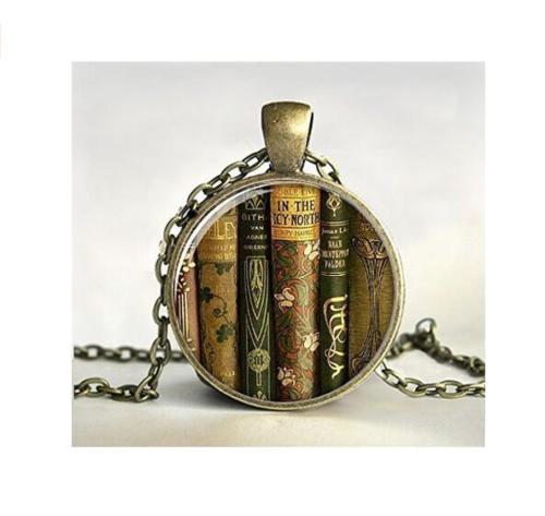 Library Book Necklace, Book Pendant,book Jewelry,gift for Teacher,teacher Jewelry