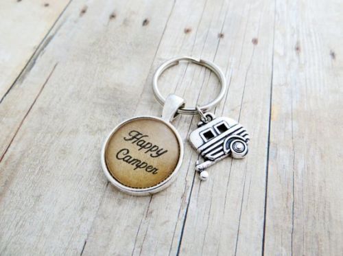 Happy Camper - Handcrafted Pendant Keychain With Camper Charm