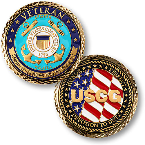 U.S. Coast Guard - Veteran "Devotion To Duty" - USCG / Flag Challenge Coin