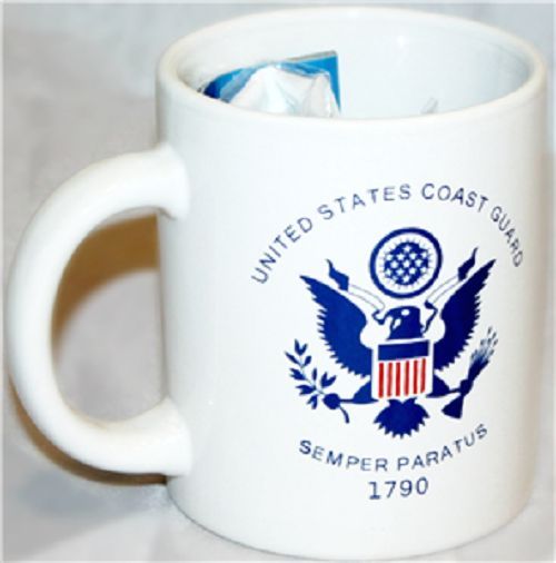 12 oz USCG White Coast Guard Ceramic Mug with 12x18 Coast Guard Flag