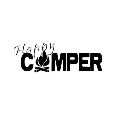 20X6.9CM HAPPY CAMPER Fire Camp Outdoors Bumper Sticker Car Decal