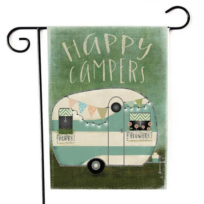 2018 Happy Camper Garden Flag Indoor Outdoor Home Decor Letters Flowers Flag
